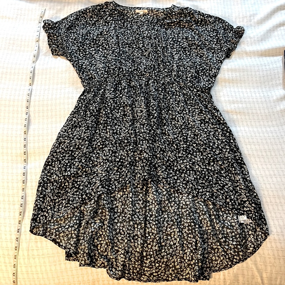 Maurices navy blue floral print high-low dress with pockets